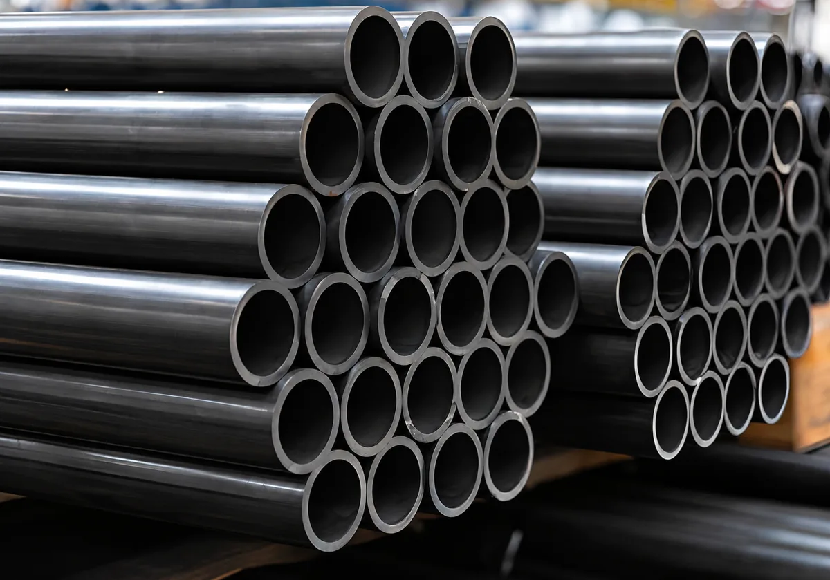 Stacked steel pipes